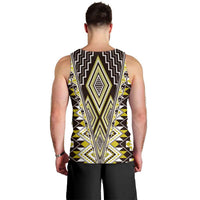 Yellow Aotearoa Tukutuku and Poutama Motif Men Tank Top