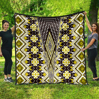 Yellow Aotearoa Tukutuku and Poutama Motif Quilt
