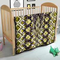 Yellow Aotearoa Tukutuku and Poutama Motif Quilt