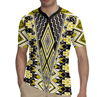 Yellow Aotearoa Tukutuku and Poutama Motif Rugby Jersey