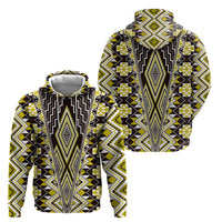 Yellow Aotearoa Tukutuku and Poutama Motif Zip Hoodie