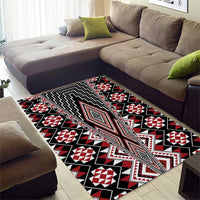 Red Aotearoa Tukutuku and Poutama Motif Area Rug