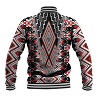 Red Aotearoa Tukutuku and Poutama Motif Baseball Jacket LT03 - Polynesian Pride