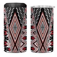 Red Aotearoa Tukutuku and Poutama Motif 4 in 1 Can Cooler Tumbler LT03 One Size: 16 oz Red - Polynesian Pride