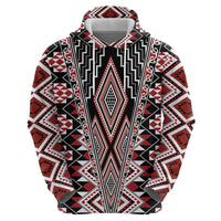 Red Aotearoa Tukutuku and Poutama Motif Hoodie