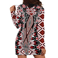 Red Aotearoa Tukutuku and Poutama Motif Hoodie Dress