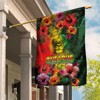 Hawaiian Reggae Garden Flag Tropical Plants and Tribal Kakau Tattoo-One Love Jawaiian