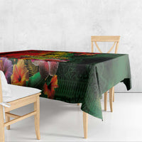 Hawaiian Reggae Tablecloth Tropical Plants and Tribal Kakau Tattoo-One Love Jawaiian