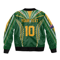 Custom Cook Islands Rugby League Bomber Jacket Tatau Tribal Pattern-Special Edition Green Color