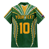 Custom Cook Islands Rugby League Family Matching Mermaid Dress and Hawaiian Shirt Tatau Tribal Pattern-Special Edition Green Color