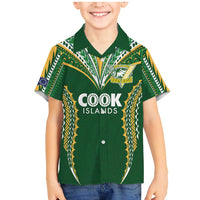 Custom Cook Islands Rugby League Family Matching Mermaid Dress and Hawaiian Shirt Tatau Tribal Pattern-Special Edition Green Color