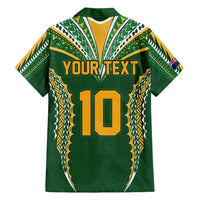 Custom Cook Islands Rugby League Family Matching Tank Maxi Dress and Hawaiian Shirt Tatau Tribal Pattern-Special Edition Green Color LT03 - Polynesian Pride