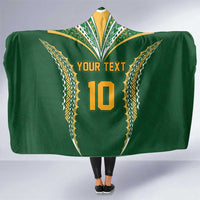 Custom Cook Islands Rugby League Hooded Blanket Tatau Tribal Pattern-Special Edition Green Color