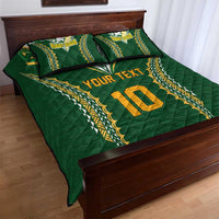 Custom Cook Islands Rugby League Quilt Bed Set Tatau Tribal Pattern-Special Edition Green Color