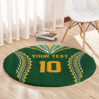 Custom Cook Islands Rugby League Round Carpet Tatau Tribal Pattern-Special Edition Green Color