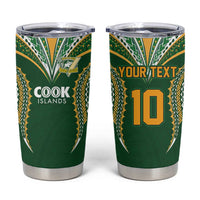 Custom Cook Island Rugby League 2025 Tumbler Cup Tatau Tribal Pattern-Special Edition Green Color