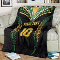 Custom Cook Islands Rugby League Blanket Tatau Tribal Pattern-Special Edition Black Color