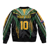 Custom Cook Islands Rugby League Bomber Jacket Tatau Tribal Pattern-Special Edition Black Color