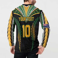 Custom Cook Islands Rugby League Button Sweatshirt Tatau Tribal Pattern-Special Edition Black Color