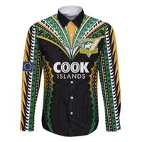 Custom Cook Islands Rugby League Family Matching Mermaid Dress and Hawaiian Shirt Tatau Tribal Pattern-Special Edition Black Color