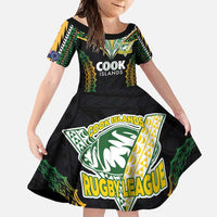 Custom Cook Islands Rugby League Family Matching Summer Maxi Dress and Hawaiian Shirt Tatau Tribal Pattern-Special Edition Black Color