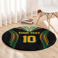 Custom Cook Islands Rugby League Round Carpet Tatau Tribal Pattern-Special Edition Black Color