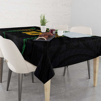 Custom Cook Islands Rugby League Tablecloth Tatau Tribal Pattern-Special Edition Black Color