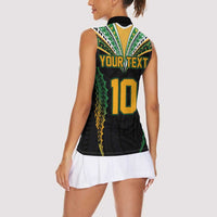 Custom Cook Islands Rugby League Women Sleeveless Polo Shirt Tatau Tribal Pattern-Special Edition Black Color