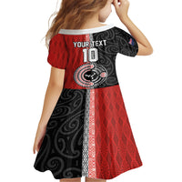 Custom Tonga and New Zealand Rugby Family Matching Off Shoulder Short Dress and Hawaiian Shirt Maori Mix Ngatu Pattern LT03 - Polynesian Pride