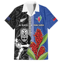 Custom Samoa and New Zealand Rugby Hawaiian Shirt Teuila Samoan and Maori Warrior LT03 Black - Polynesian Pride