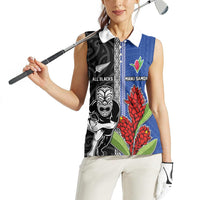 Custom Samoa and New Zealand Rugby Women Sleeveless Polo Shirt Teuila Samoan and Maori Warrior