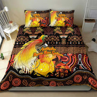 Australia and Papua New Guinea Together Bedding Set Kangaroo Aboriginal Art and Bird-of-paradise Oro Tribal Motifs - Polynesian Pride