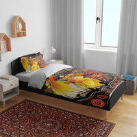 Australia and Papua New Guinea Together Bedding Set Kangaroo Aboriginal Art and Bird-of-paradise Oro Tribal Motifs - Polynesian Pride