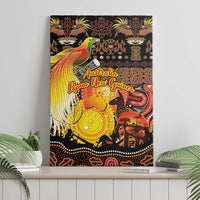 Australia and Papua New Guinea Together Canvas Wall Art Kangaroo Aboriginal Art and Bird-of-paradise Oro Tribal Motifs - Polynesian Pride