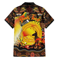 Personalized Australia and Papua New Guinea Together Family Matching Long Sleeve Bodycon Dress and Hawaiian Shirt Kangaroo Aboriginal Art and Bird-of-paradise Oro Tribal Motifs - Polynesian Pride