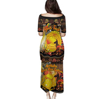 Personalized Australia and Papua New Guinea Together Family Matching Puletasi and Hawaiian Shirt Kangaroo Aboriginal Art and Bird-of-paradise Oro Tribal Motifs - Polynesian Pride