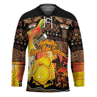 Personalized Australia and Papua New Guinea Together Hockey Jersey Kangaroo Aboriginal Art and Bird-of-paradise Oro Tribal Motifs - Polynesian Pride