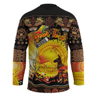 Personalized Australia and Papua New Guinea Together Hockey Jersey Kangaroo Aboriginal Art and Bird-of-paradise Oro Tribal Motifs - Polynesian Pride