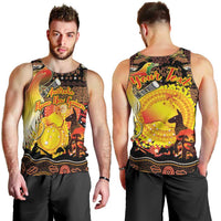 Personalized Australia and Papua New Guinea Together Men Tank Top Kangaroo Aboriginal Art and Bird-of-paradise Oro Tribal Motifs - Polynesian Pride
