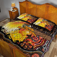 Australia and Papua New Guinea Together Quilt Bed Set Kangaroo Aboriginal Art and Bird-of-paradise Oro Tribal Motifs - Polynesian Pride