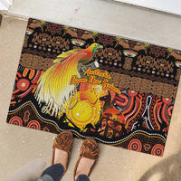Australia and Papua New Guinea Together Rubber Doormat Kangaroo Aboriginal Art and Bird-of-paradise Oro Tribal Motifs - Polynesian Pride