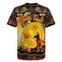 Personalized Australia and Papua New Guinea Together Rugby Jersey Kangaroo Aboriginal Art and Bird-of-paradise Oro Tribal Motifs - Polynesian Pride