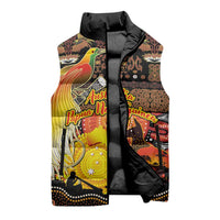 Personalized Australia and Papua New Guinea Together Sleeveless Puffer Jacket Kangaroo Aboriginal Art and Bird-of-paradise Oro Tribal Motifs - Polynesian Pride