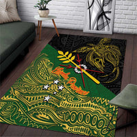 Chimpu Province Papua New Guinea Area Rug Bird-of-paradise Art Tattoo and Melanesian Motifs LT03 Black - Polynesian Pride