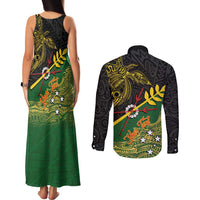 Personalized Chimpu Province Papua New Guinea Couples Matching Tank Maxi Dress and Long Sleeve Button Shirt Bird-of-paradise Art Tattoo and Melanesian Motifs - Polynesian Pride