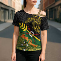 Personalized Chimpu Province Papua New Guinea Cross Shoulder Shirt Bird-of-paradise Art Tattoo and Melanesian Motifs - Polynesian Pride