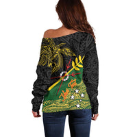 Personalized Chimpu Province Papua New Guinea Off Shoulder Sweater Bird-of-paradise Art Tattoo and Melanesian Motifs - Polynesian Pride