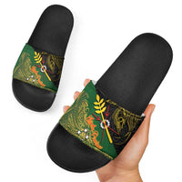 Chimpu Province Papua New Guinea Slide Sandals Bird-of-paradise Art Tattoo and Melanesian Motifs - Polynesian Pride