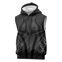 Hawaiian Kakau Art Tattoos Aquaman Style Sleeveless Zip Hoodie Special Edition LT03 Black - Polynesian Pride