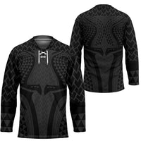 Hawaiian Kakau Art Tattoos Aquaman Style Hockey Jersey Black Version - Polynesian Pride